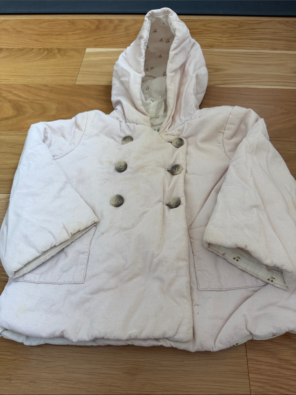 Bonpoint Girls Pink Corduroy Hooded Jacket Coat AS IS